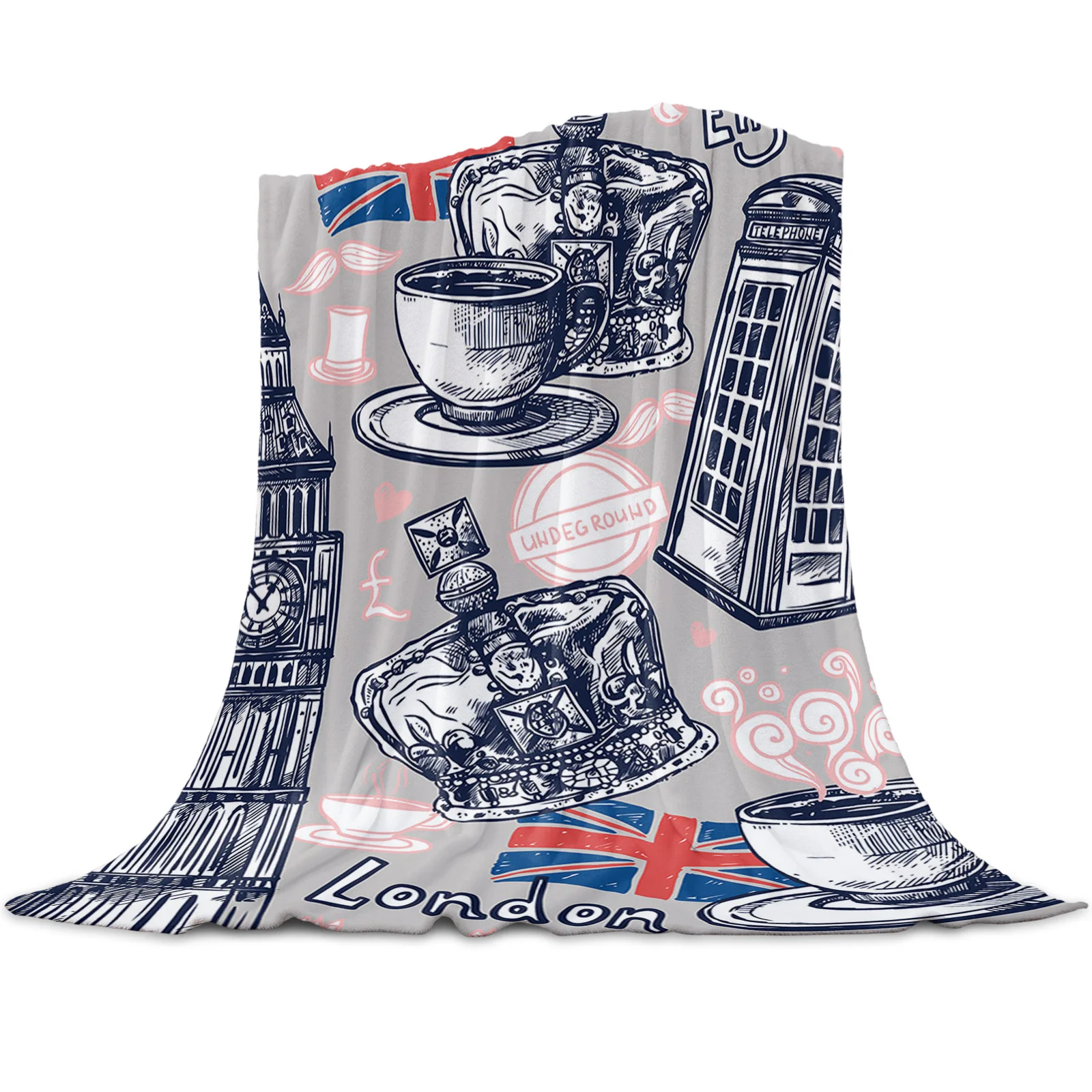 

en Vehicle Bedspread Blanket High Density Super Soft Flannel Blankets London Building Big Bfor Sofa Bed Car Portable