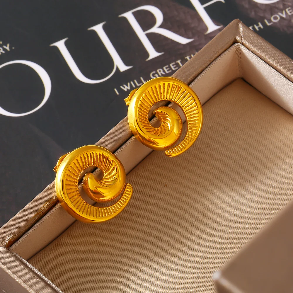 Женские позолоченные серьги-гвоздики из нержавеющей стали 316