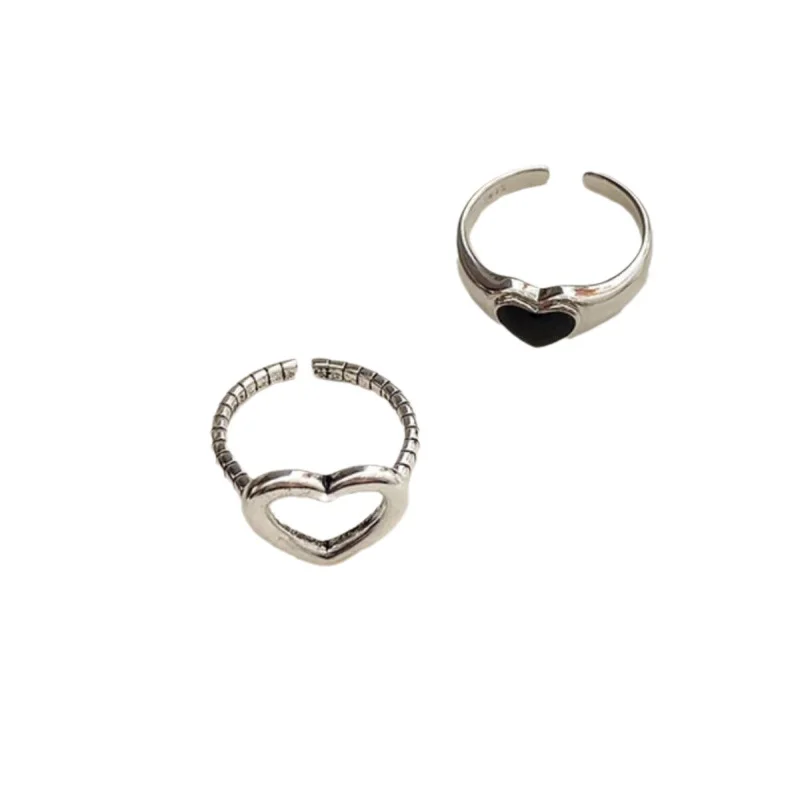 Cold and dark ring trend, niche design, personalized retro and high-end feel, folding and wearing, open mouth lovers, minimalist