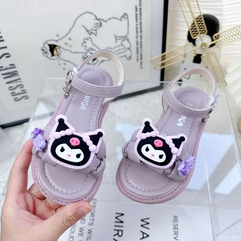

New Kawaii Sanrio Kids Sandals Cartoon Kuromi Summer Non-Slip Casual Shoes Cute Soft Outdoor Shoes Anime Student Girl Gift