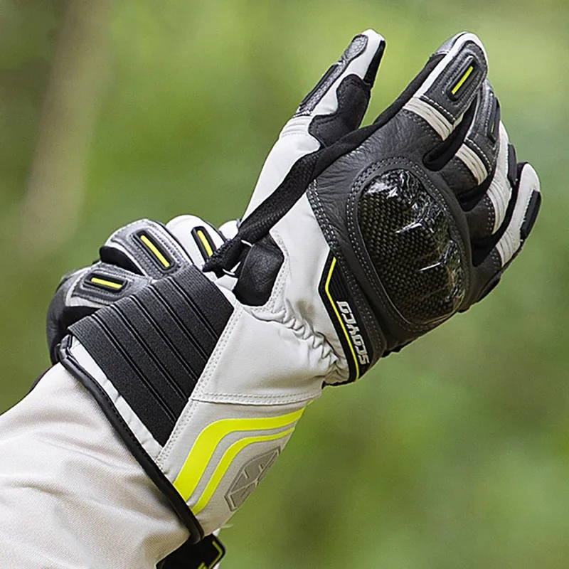 Мужские мотоциклетные водонепроницаемые перчатки из натуральной кожи