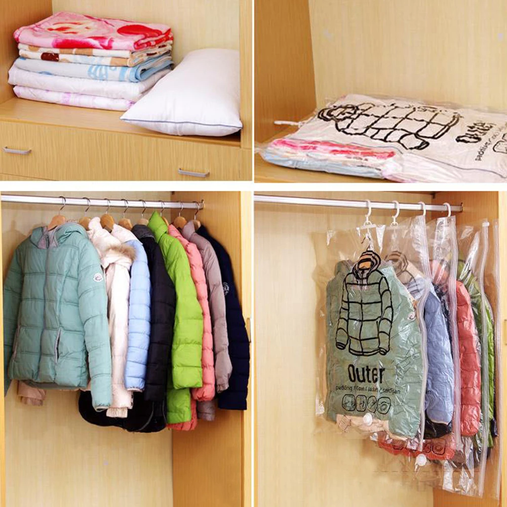 

Transparent Folding Storage Compression Clothes Dust Guard Suspended Type Dust Cover Convenient Save Space Organizer