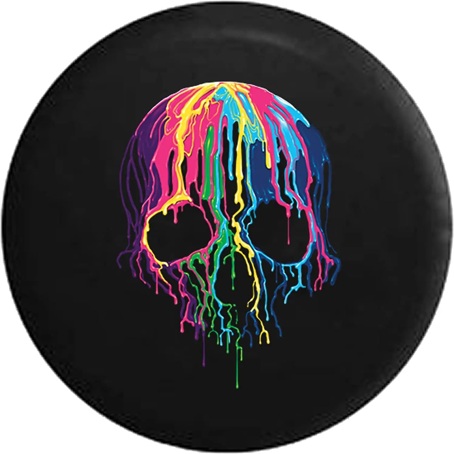 

American Unlimited Melting Wax Skeleton Skull Neon Colors Spare Tire Cover Black