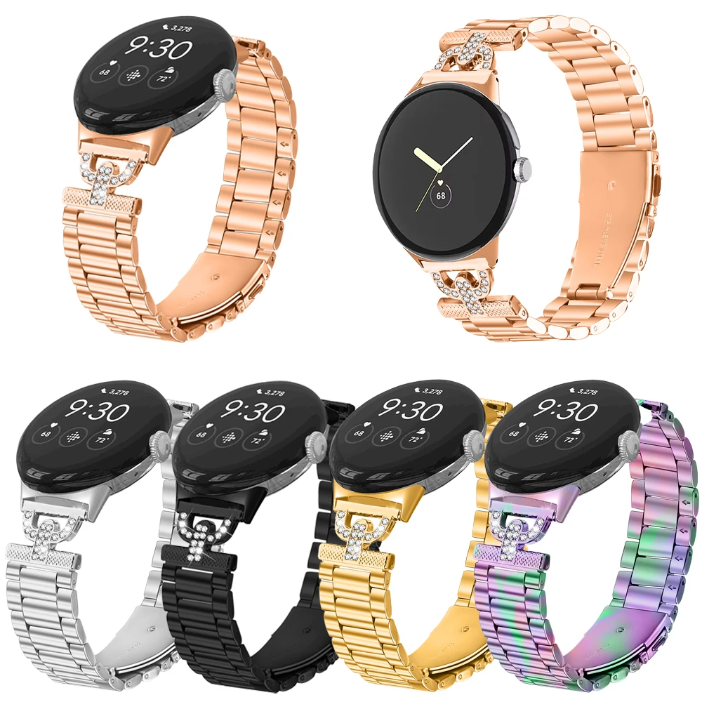 Фото Металлический ремешок для Google Pixel Watch2/1, сменный браслет из нержавеющей стали без зазоров для Google Pixel Watch3 4 41 мм, аксессуары №1