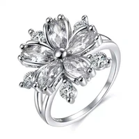 elegant women ring rhinestone sakura princess rings for bride jewelry romantic cherry blossom zircon lady rings jewelry gifts