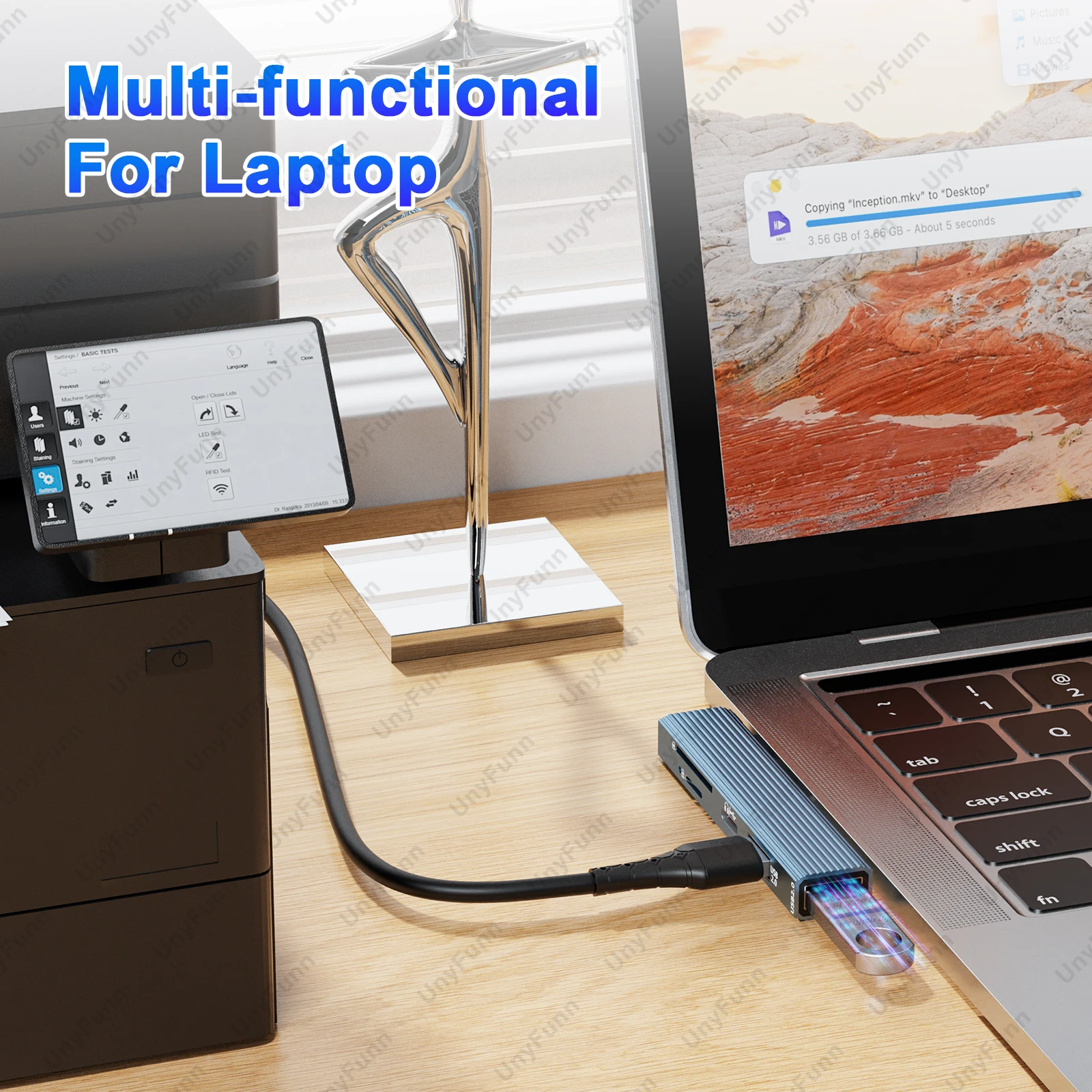 Фото USB-концентратор 5 в 1 с устройством чтения карт памяти TF SD TYPE-C, аудиопорт для синхронизации данных для ноутбука Macbook, адаптер USB C памяти OTG для iPad и ПК №2