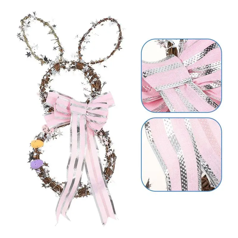 

Easter Rattan Rabbit Pendant Rattan Bunny Hanging Craft Easter Decoration