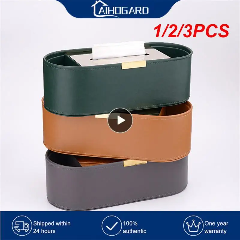 

1/2/3PCS Luxury Multifunction PU Leather Tissue Box Remote Sundries Storage Holder Desktop Paper Drawer Art Home Decor Napkin