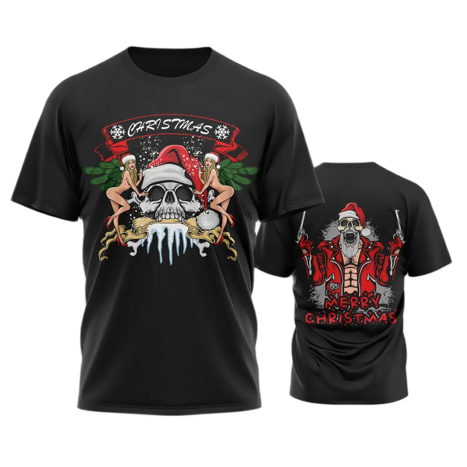 

Fun Santa Claus Print Men's T-shirts Fashion Short Sleeve Top Hip Hop Streets Apparels Plus SizesT-shirt Christmas Short Sleeves