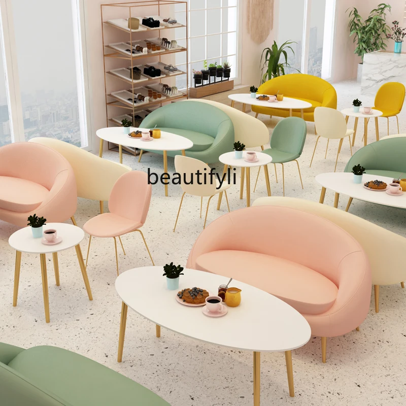 

Диванный и чайный столик yj десерт для магазина молочного чая, магазин холодных напитков, библиотека, маленький диван, стол и стул для отдыха