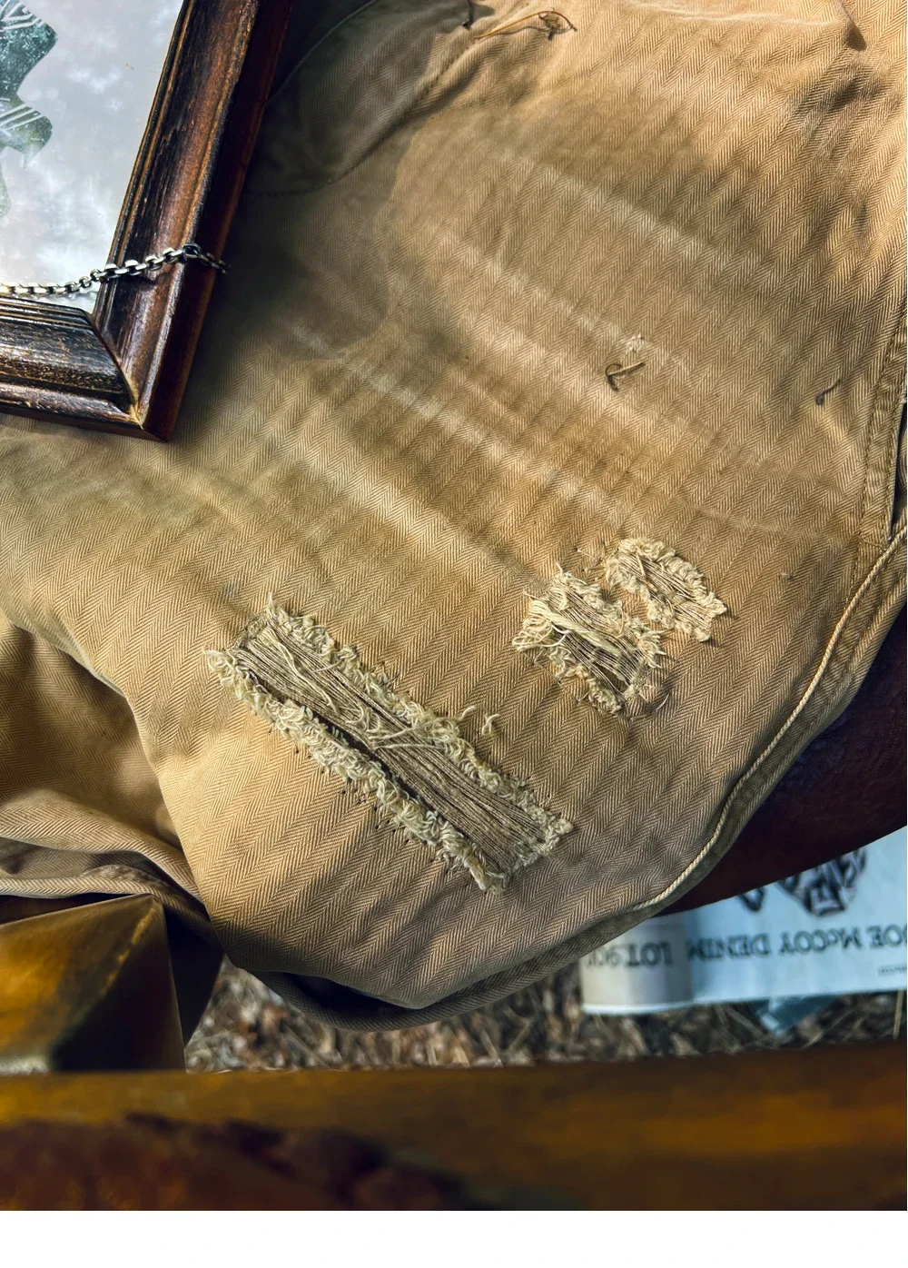 Комбинезон Brando HBT с узором в елочку из чистого хлопка потертый состаренный