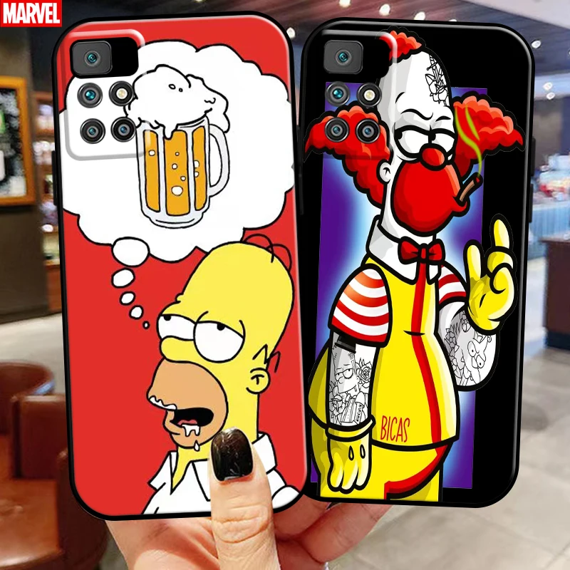 

Cute Homer S-Simpsons Family For Xiaomi Redmi 10 6.5 Inch Phone Case Liquid Silicon Soft Black Back Coque