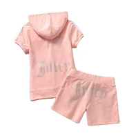100 cotton sweatshirts summer clothes for women shorts sets sportswear hoodies shorts two piece set juicy coutoure tracksuit