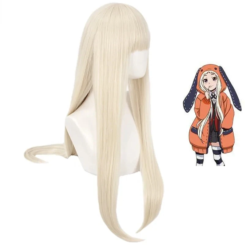 Kakegurui Runa Yomozuki Парик Для Косплея Длинные Прямые Волосы Натуральный Золотой Цвет С