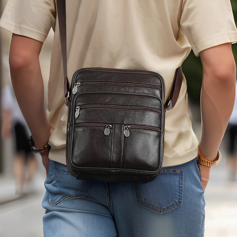 Новая кожаная сумка Мужская Ручная через плечо мужская из воловьей кожи с