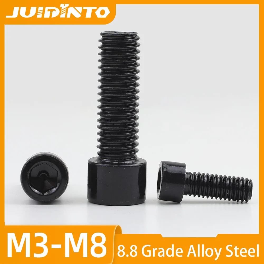 

JUIDINTO 2-30 шт. Винт с шестигранной головкой, черный, класс 8,8 M3 M4 M5 M6 M8 M10, винт с шестигранной головкой и шестигранной головкой для мебели