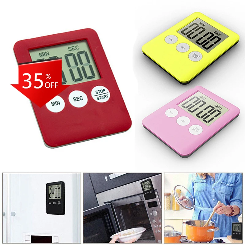 

LCD Digital Wall Clock Bathroom Shower Timer 7*5.3*0.9cm ABS Pink/Red/Yellow Timers Kitchen Tools & Gadgets Accessories