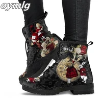 boots womens autumn winter 2022 fashion womens boots tooling boots skull flower print high top women boots ladies