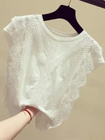 fashion clothing solid shirt summer 2020 womens tops and blouses lace patchwork blusas