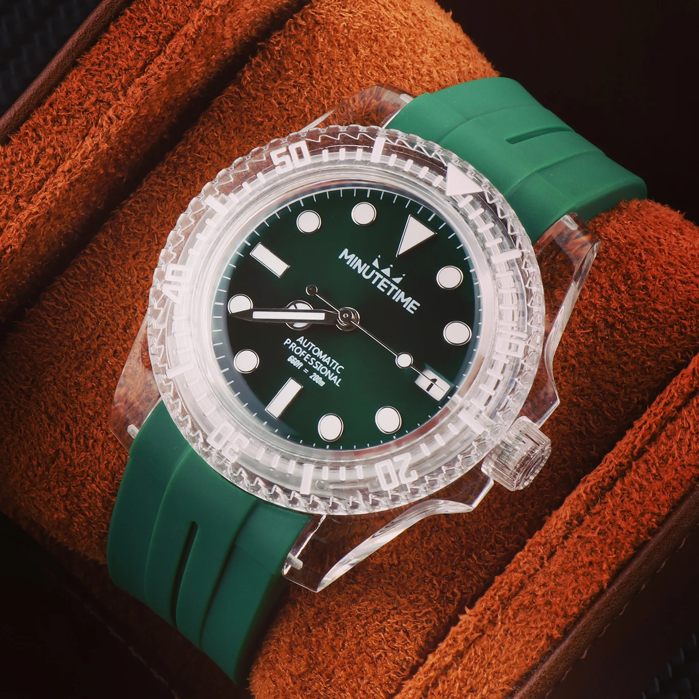 

MINUTETIME Transparent NH35 Mechanical Mens Watches Fashion Waterproof Watch For Men Acrylic Luminous Automatic Wristwatch
