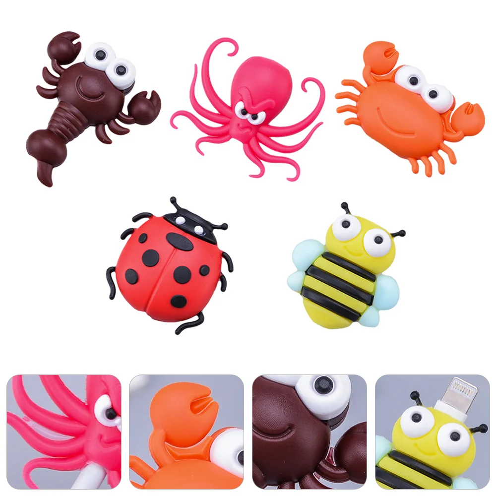 

5 Pcs Cable Bites Animal USB Protector Cord Mobile Chargers Cartoon Saver