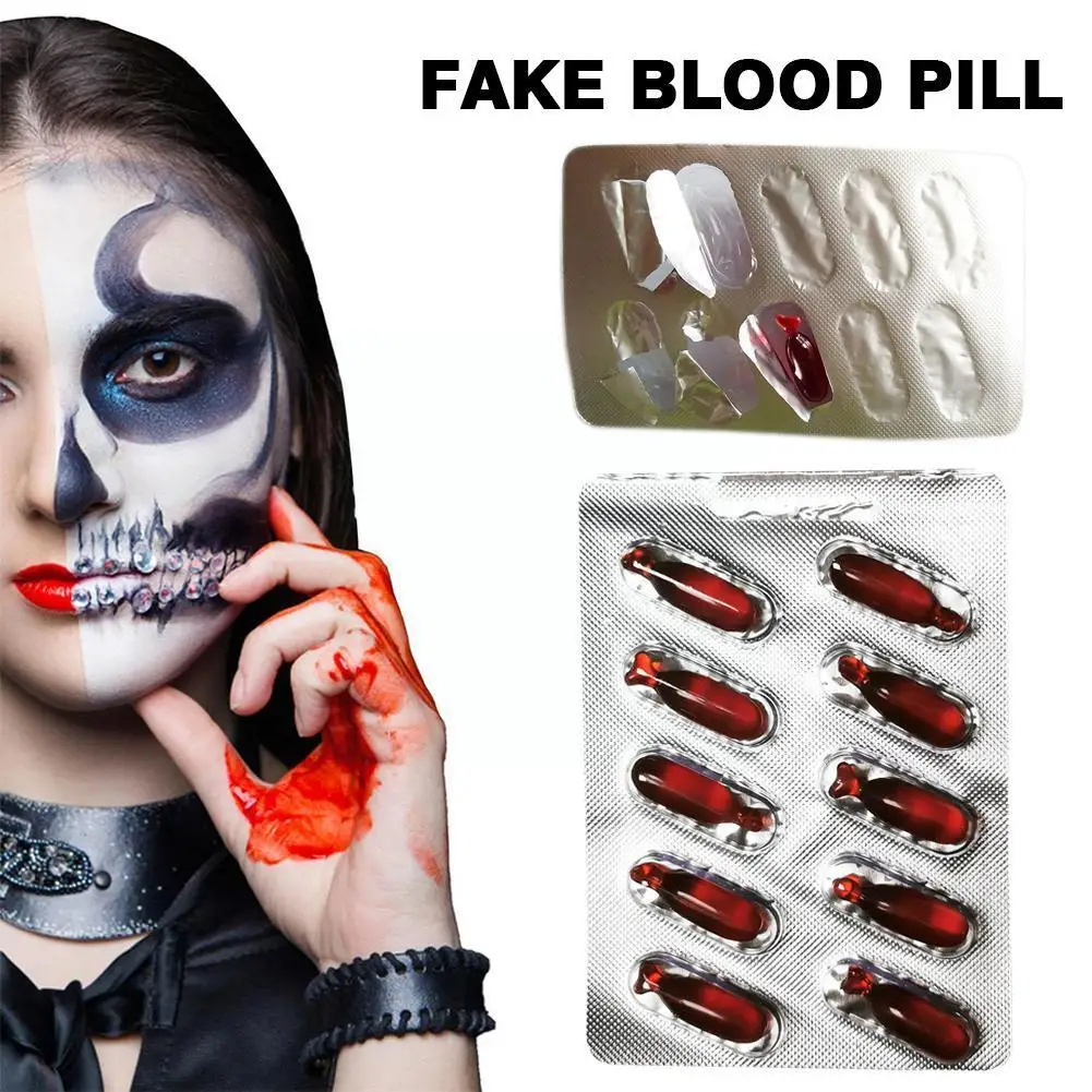 

Halloween Fake Blood Horror Funny Blood Capsule April Fools Day Halloween Prank Fake Joke Capsule Toy Blood I5z1