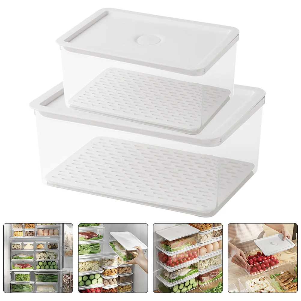 

2Pcs Keeping Kitchen Storage Containing Fridge Organizer Fridge Sealing Case Storage Container for Bread Grains