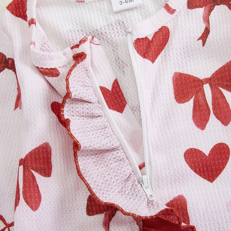 Комбинезоны для маленьких девочек одежда на День святого Валентина сердце бант