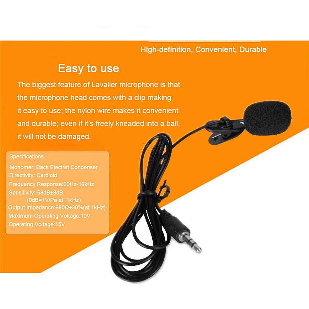 

Portable 3.5mm Mini Microphone For Lecture Teaching Conference Microphone Headphone Lapel Lavalier Clip Microphone Accessories