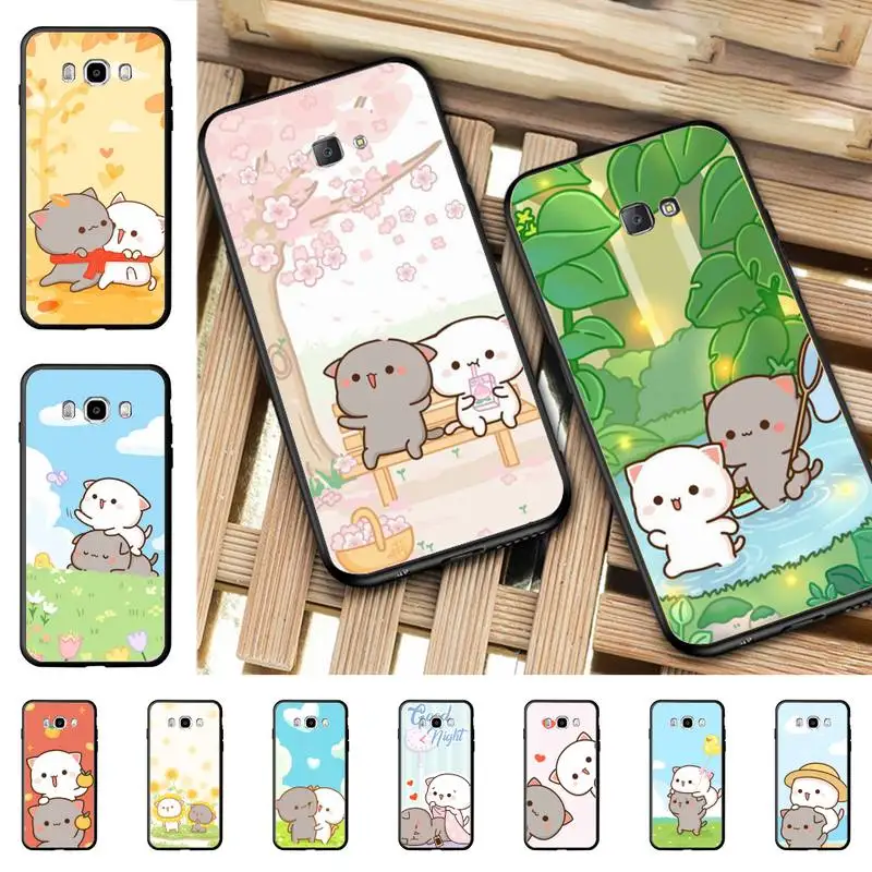 

Fun Cartoon Peach Mochi Cat Phone Case for Samsung J 4 5 6 7 8 prime plus 2018 2017 2016 J7 core