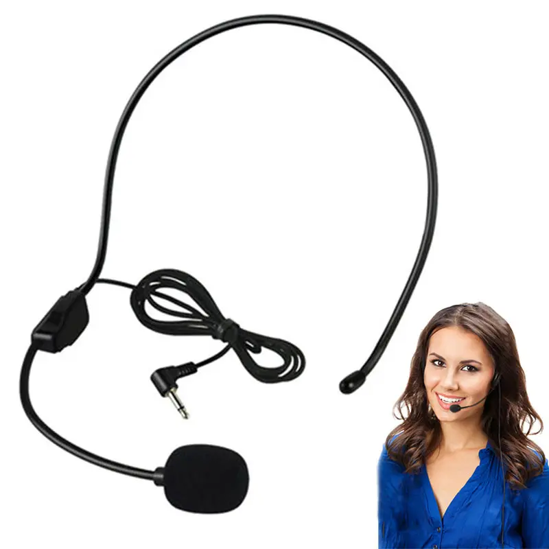 

New Hot Portable 3.5MM Wired Microphone Headset Studio Conference Guide Speech Speaker Stand Headphone For Voice Amplifier