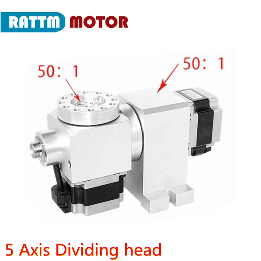 CNC Part 4th Forth 5th Fifth A B Rotary axis Harmonic drive reducer dividing head ratio 50:1 + Nema 23 stepper motor |