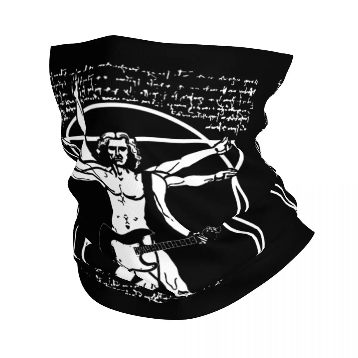 

Vitruvian Man Guitar Bandana Neck Cover Printed Da Vinci Leonardo Balaclavas Mask Scarf Headband Riding Men Women Adult Washable