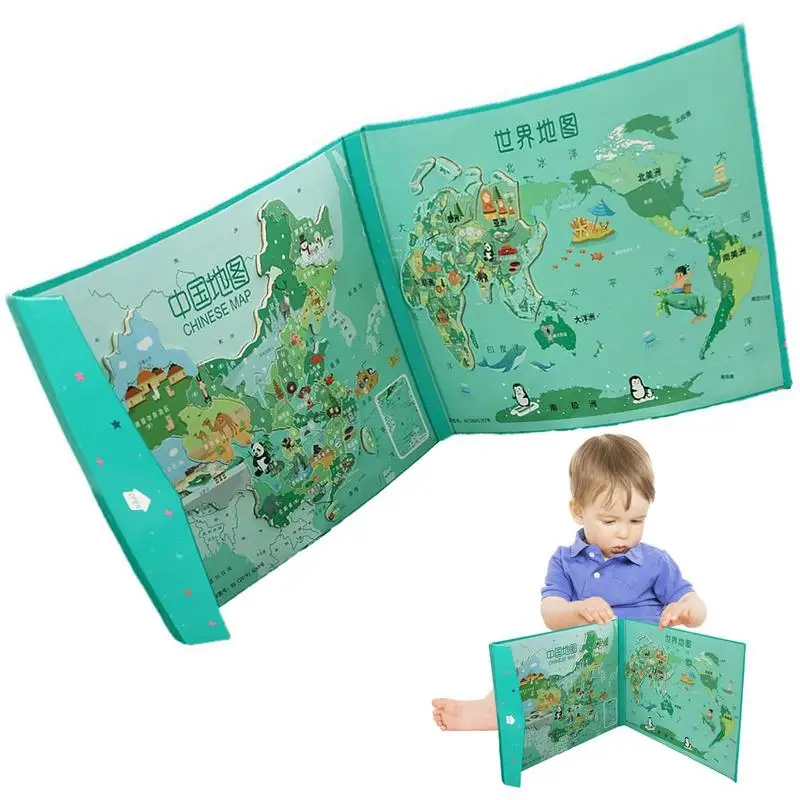 

Магнитная карта мира деревянная детская обучающая игрушка головоломка мир и китайская карта деревянная головоломка с блоком скетчей обуча...