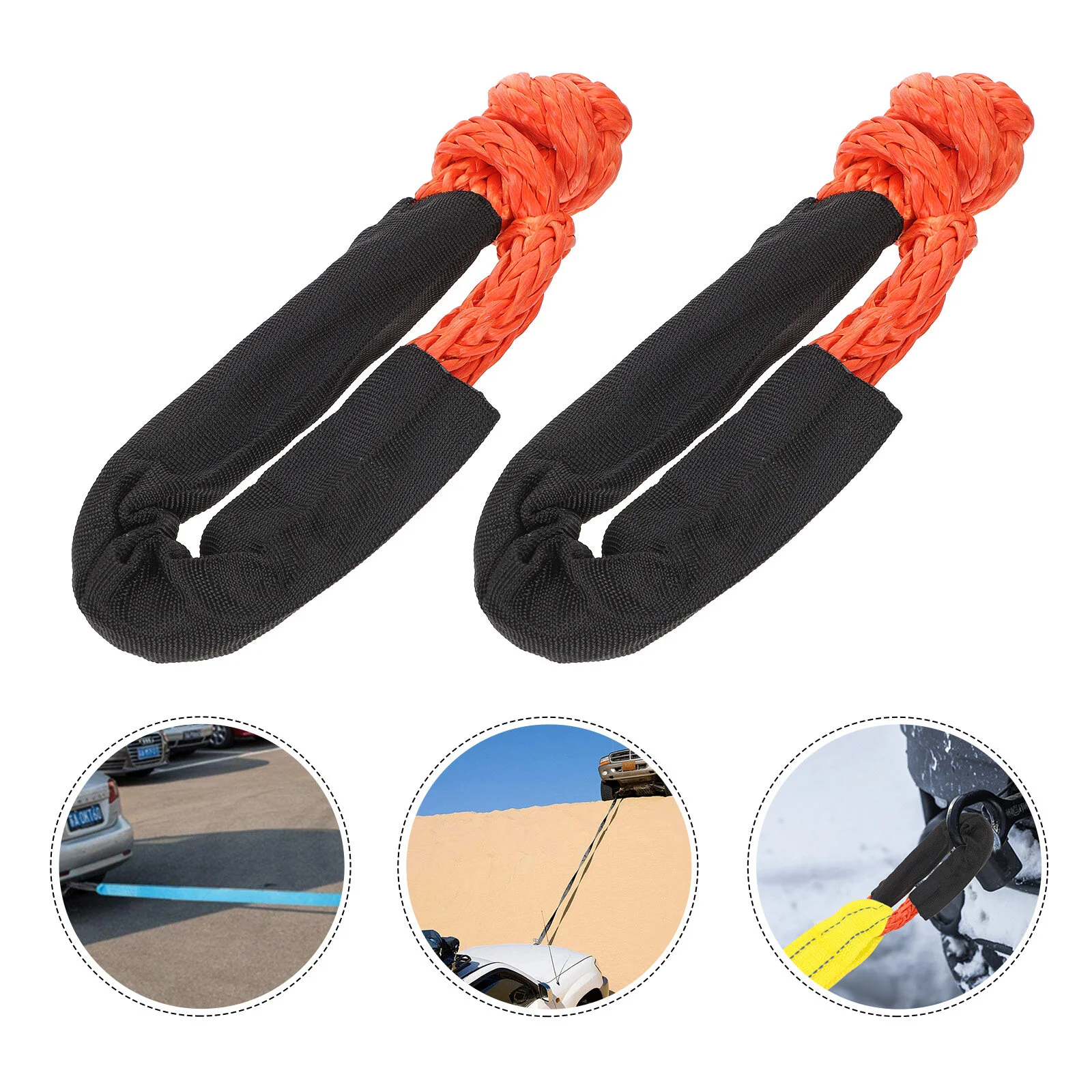 

2 Pcs Pimple Rope Towing Shackle Recovery Flexible Vehicle Polyethylene Strap Orange Shackles