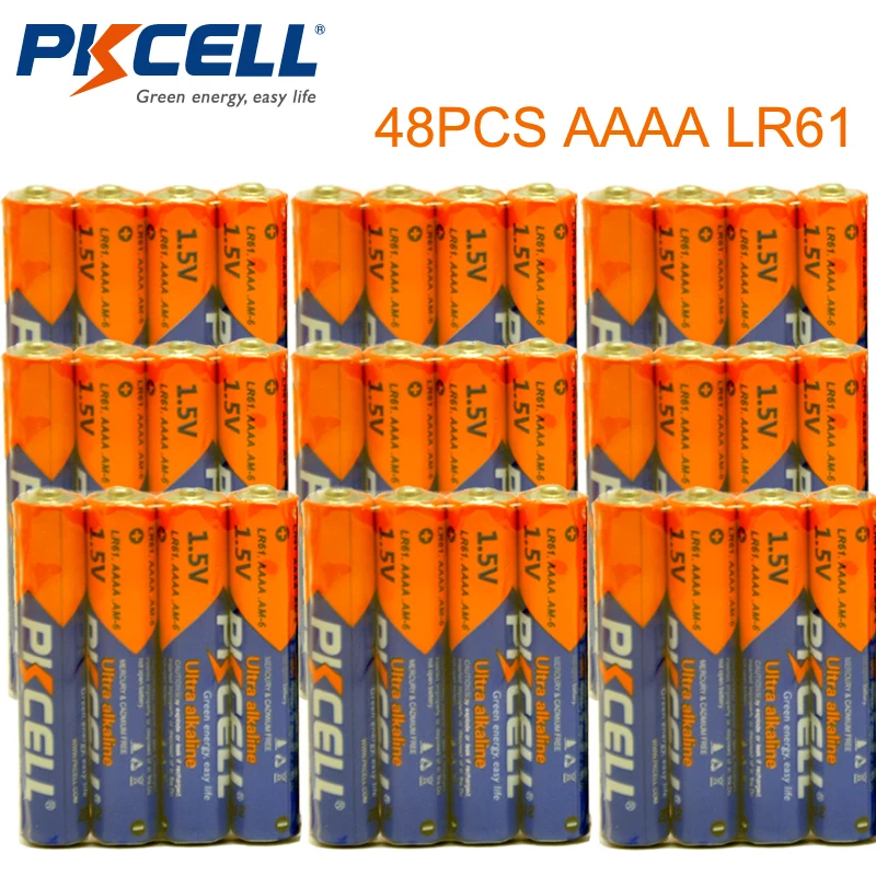 

48Pcs PKCELL 1.5V Battery AAAA LR61 Alkaline Battery E96 4A Dry Battery Primary Batteries for remote control toys Stylus Pen etc