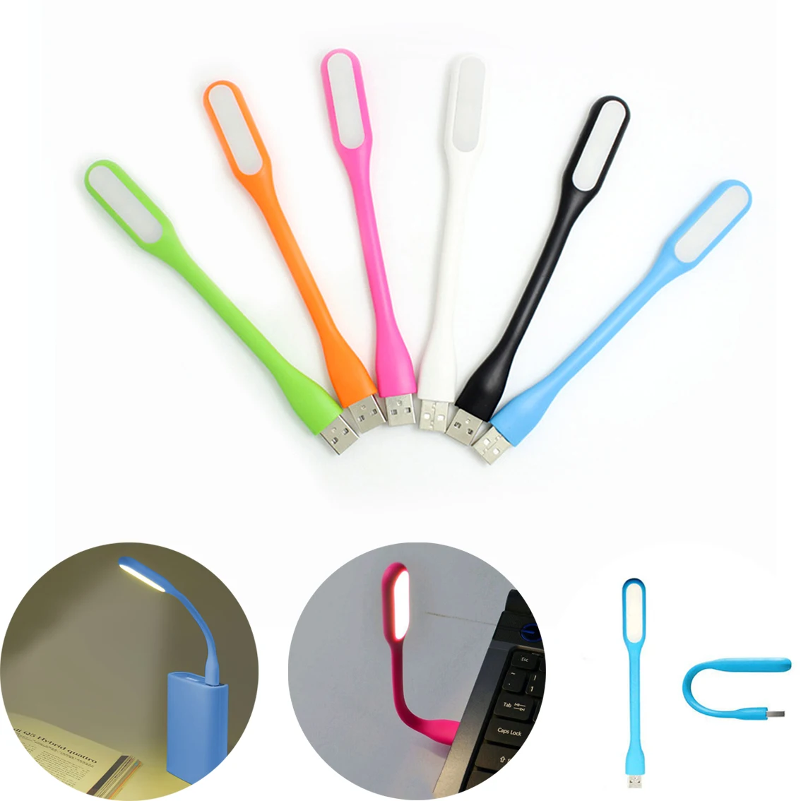 

5Pcs Portable LED USB Lamp Book Light Bendable Night Light Power Bank Reading Light Rechargeable Notebook PC Laptop Reading