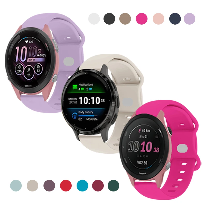 Ремешок 18 мм для Garmin Venu3S/2S/vivomove3s силиконовый дышащий ремешок Forerunner265S/255S/vivoactive