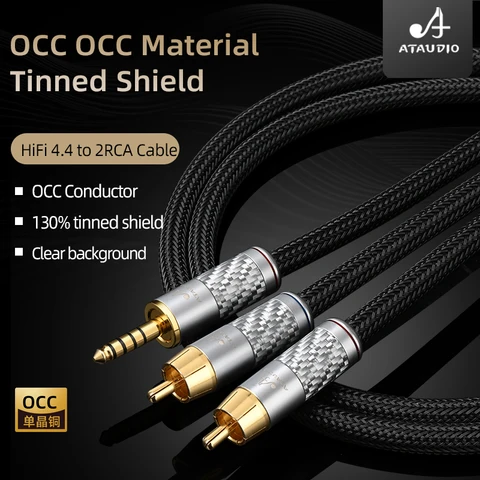 Hi-end OCC HiFi аудиокабель 4,4 мм на 2RCA, позолоченный штекер 4,4 мм, сбалансированный аудиокабель-адаптер 2RCA для усилителя динамика