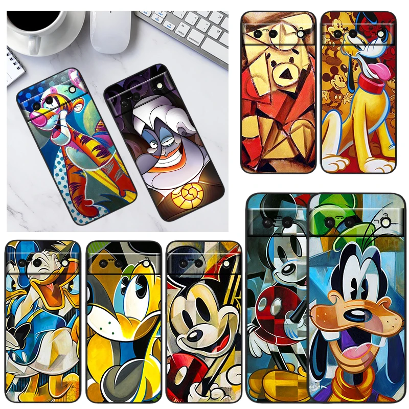 

Picasso art disney character For Google Pixel 6 Pro 6A 5A 5 4 4A XL 5G Black Phone Case Shockproof Shell Soft Fundas Coque Capa