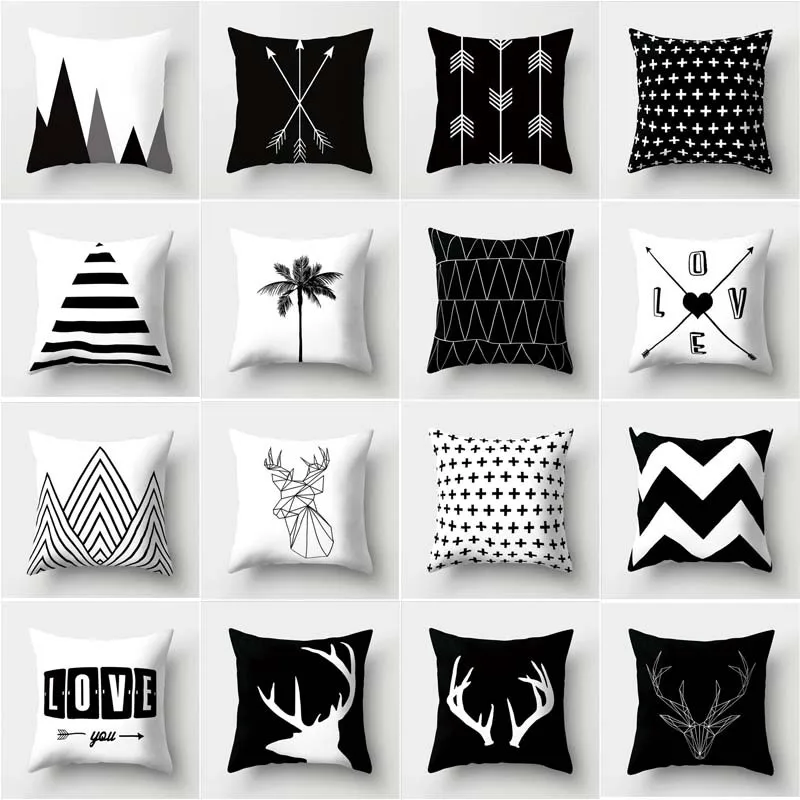 

2022 New Black White Geometry Pillowcase Abstract Stripe Cushion Cover Home Decoration Modern Autumn Decoration Soft Pillow Case