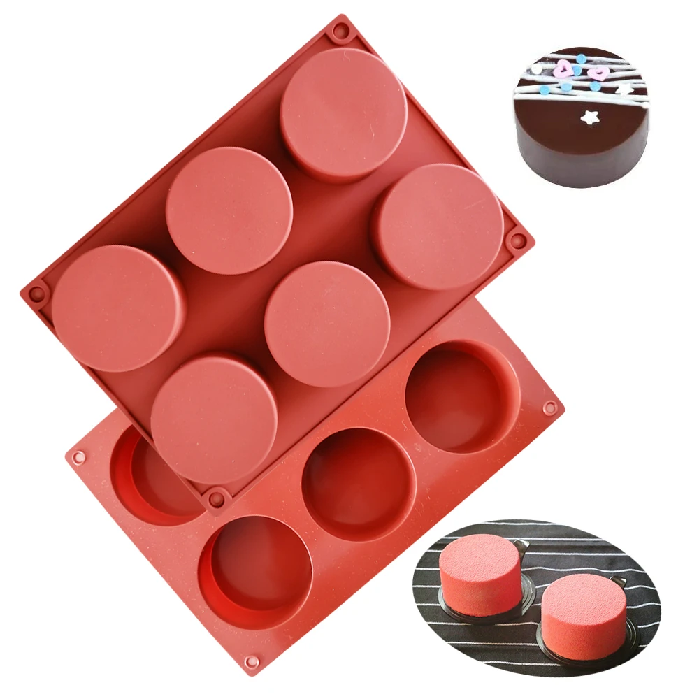 

6 Cavity Cylinder Silicone Cake Mold For Cookies Making 3D Handmade Kitchen Reuse Baking Tools Decorating Mousse Mould