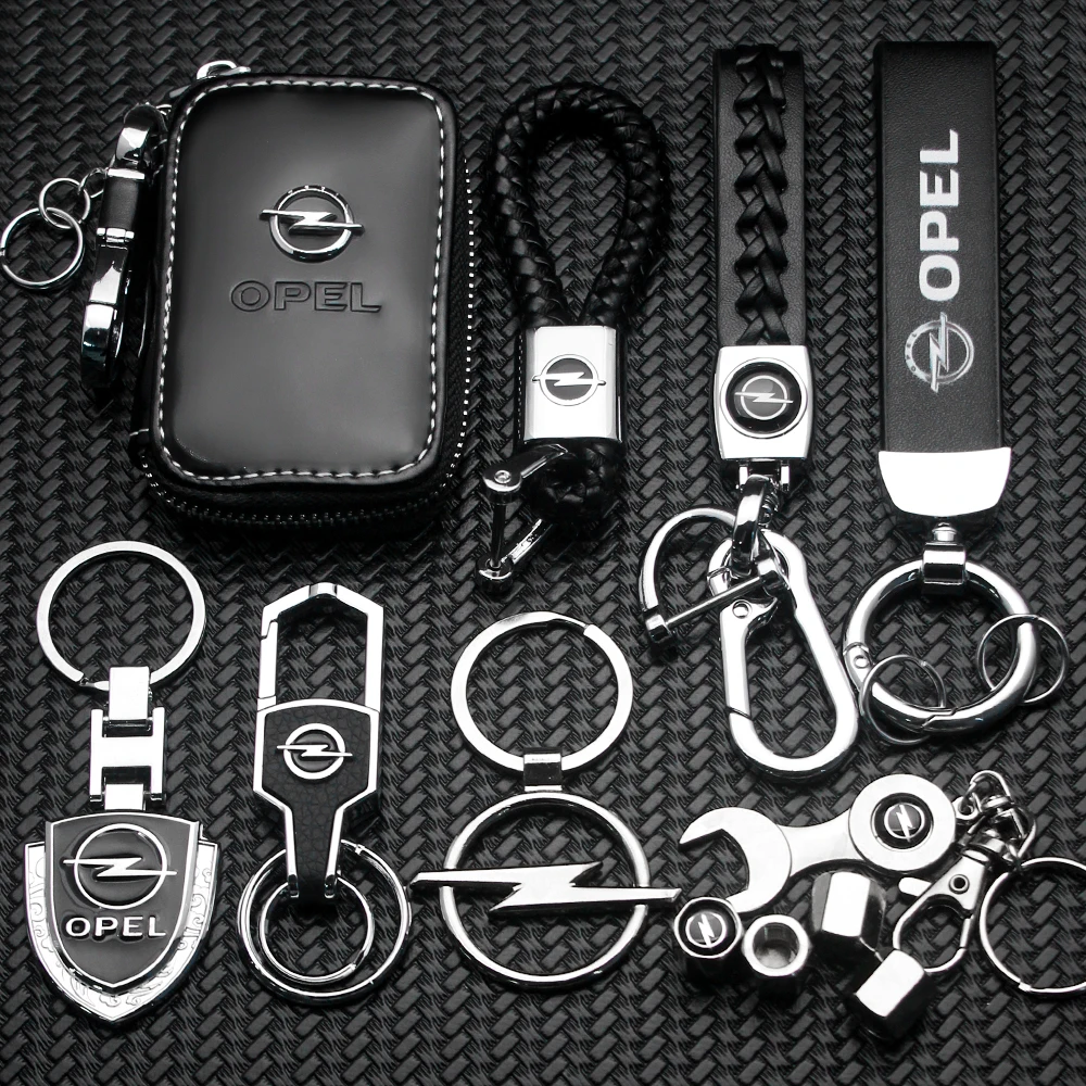 

Car Metal Keychain Leather Key Ring 3D Logo Key Case Car Styling For Opel Astra H J Insignia Corsa D G Mokka Zafira Vectra Auto