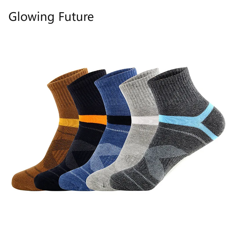 

Cotton Sports Socks Men Casual Outdoor Running Basketball Cycling Socks Striped Breathable Sweat Male Ankle Sokken Low Tube Sox