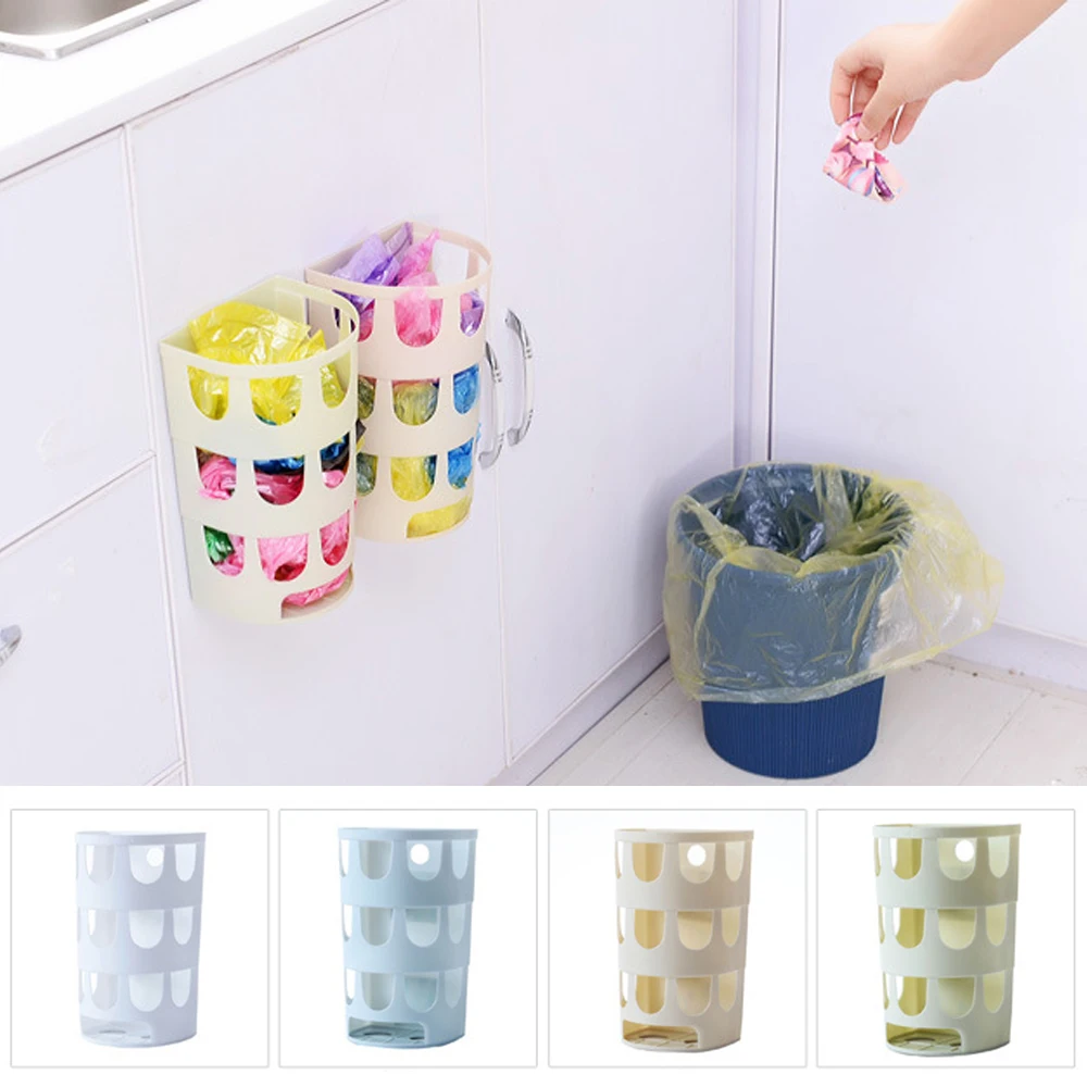 

Hanging Storage Plastic Bag Holder Wall-Mounted Garbage Bag Organizer Grocery Bag Dispenser For Home Kitchen Bathroom