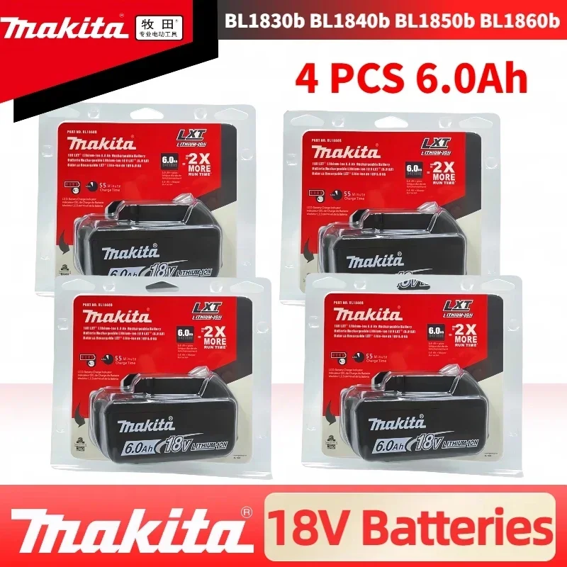 100% оригинальная батарея Makita 6 0 Ач 6000 мАч для 18 В BL1830B BL1850B BL1850 BL1840b BL1815 сменная
