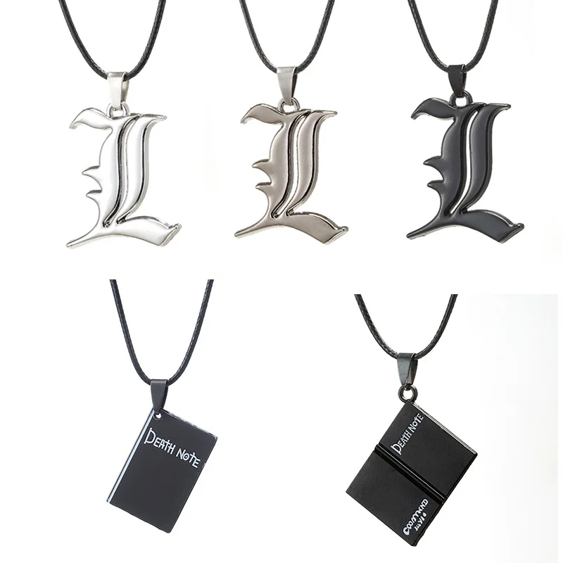 

anime black death note double L pendant necklace for women men fashion notebook choker collar collier neck jewelry accessories