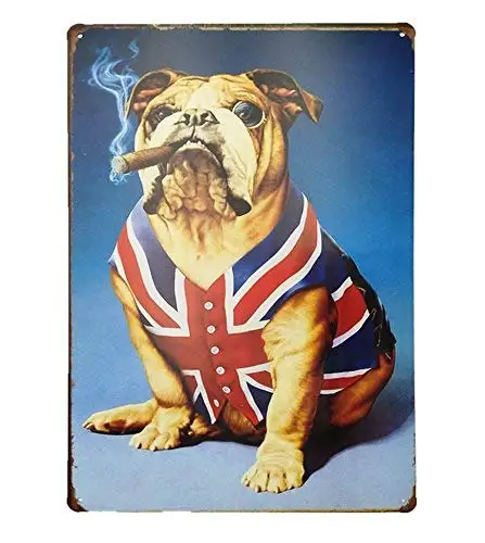 

Blue Smoking Dog Features Vintage Tin Sign Wall Decor Metal Wall Art Decor Living Room Room Decoration Men Farmhouse Car Decor 1