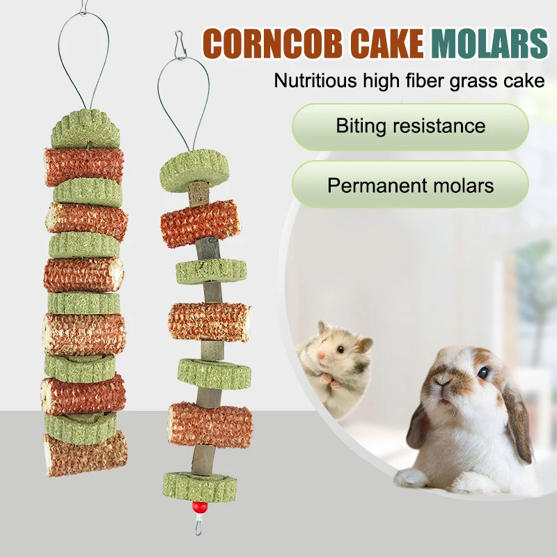 

Small Animals Teeth Care Rodent Rabbits Corncob Cake Molars Natural Pet Molar String Hanging Chewing Biting Toy Training Organic