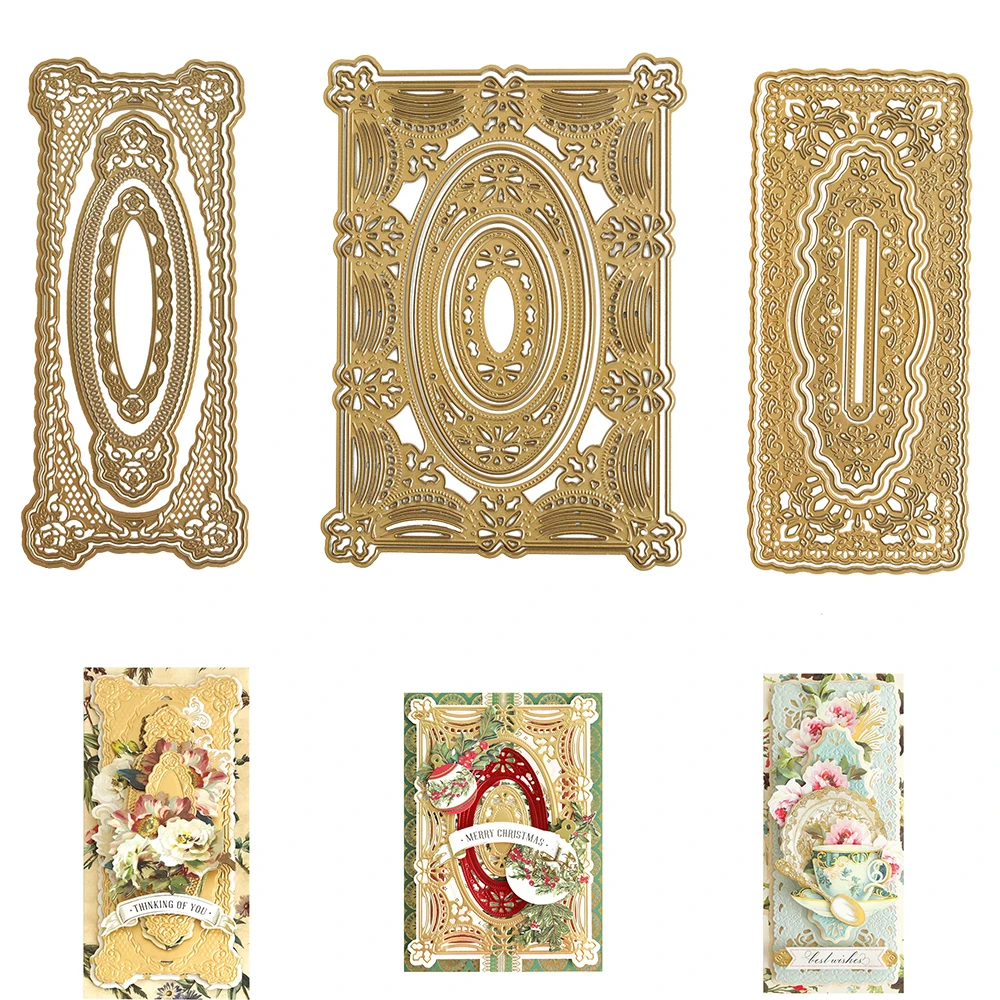 

Vintage Lace Slimline Frame Metal Cutting Dies Set Die Cut Mould Knife DIY Scrapbooking Paper Card Emboss Dies Making Template